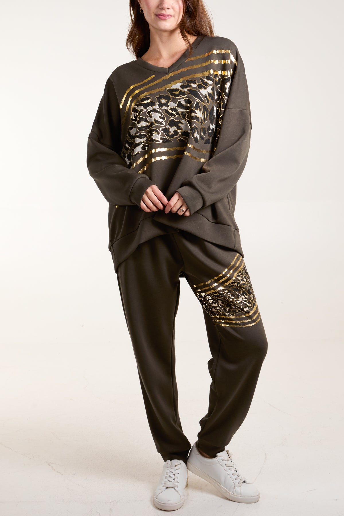 Foil Leopard Sweat Top & Trousers Set