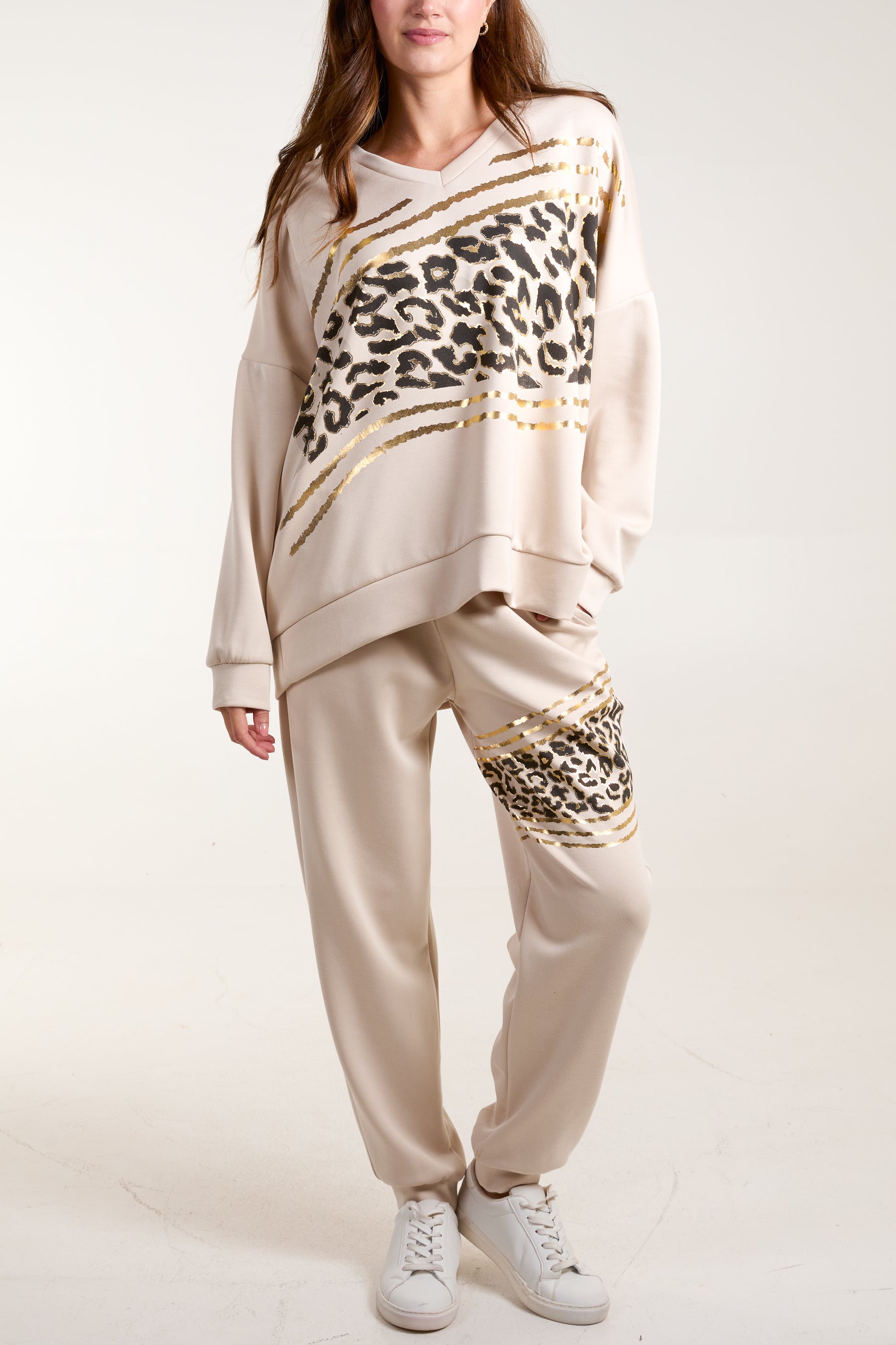 Foil Leopard Sweat Top & Trousers Set