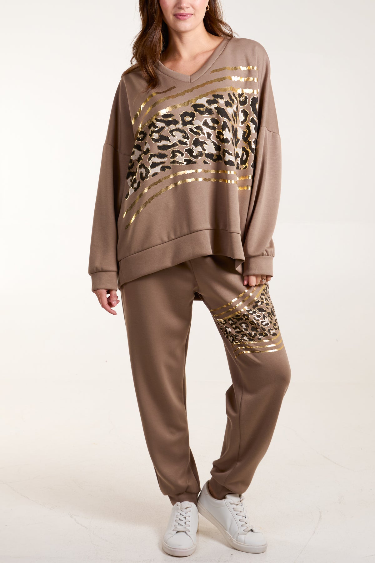 Foil Leopard Sweat Top & Trousers Set