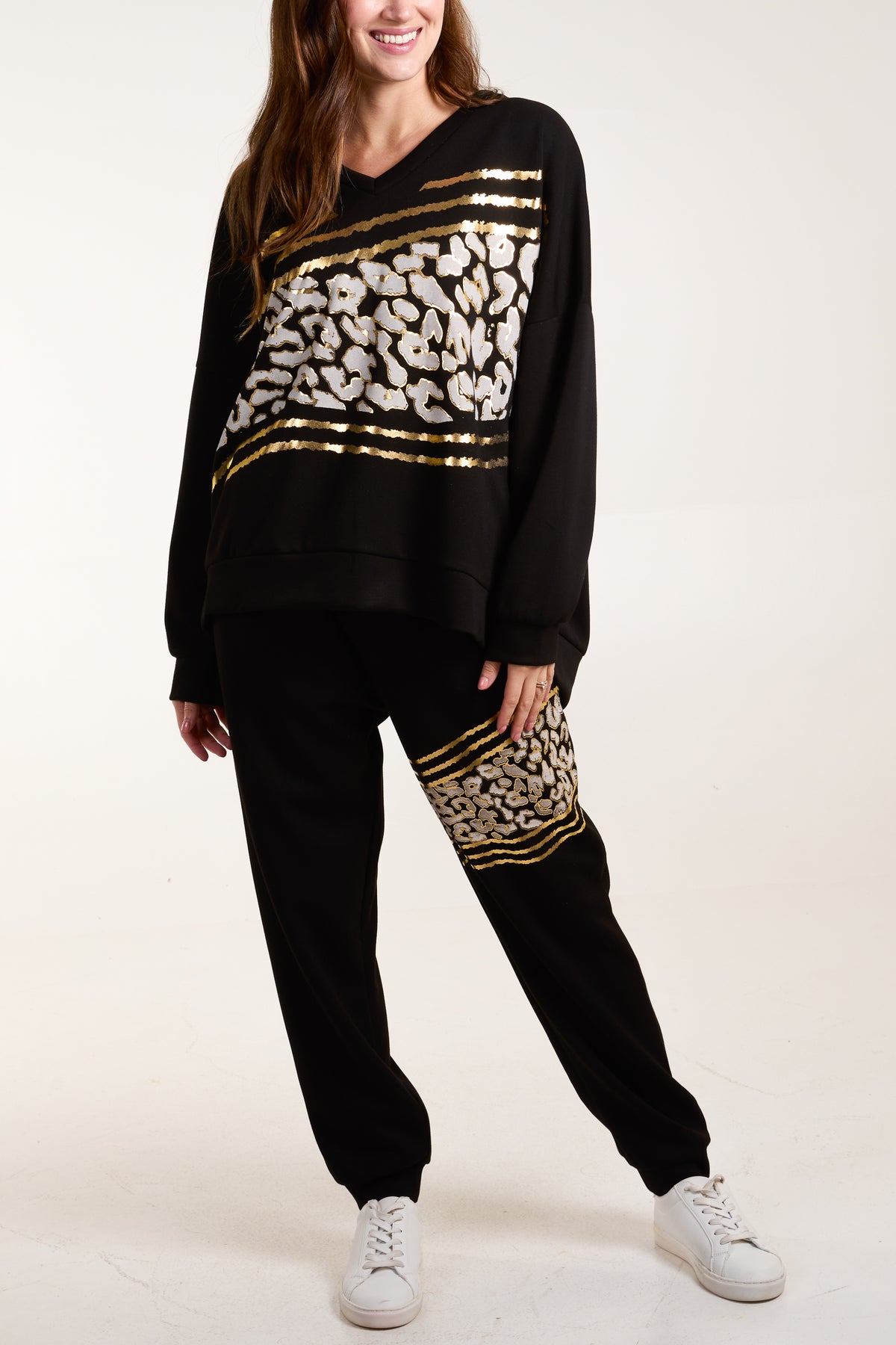 Foil Leopard Sweat Top & Trousers Set