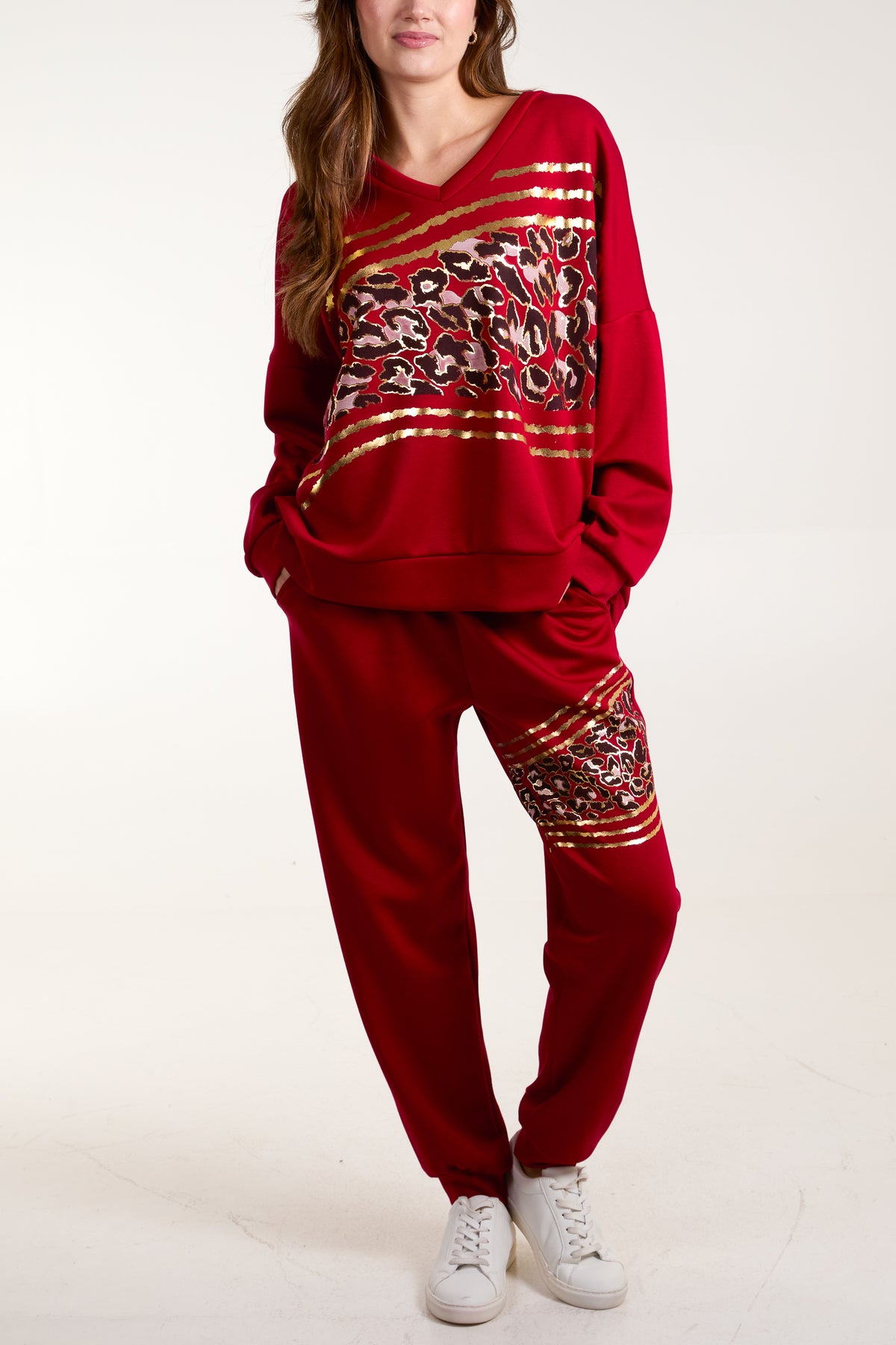 Foil Leopard Sweat Top & Trousers Set