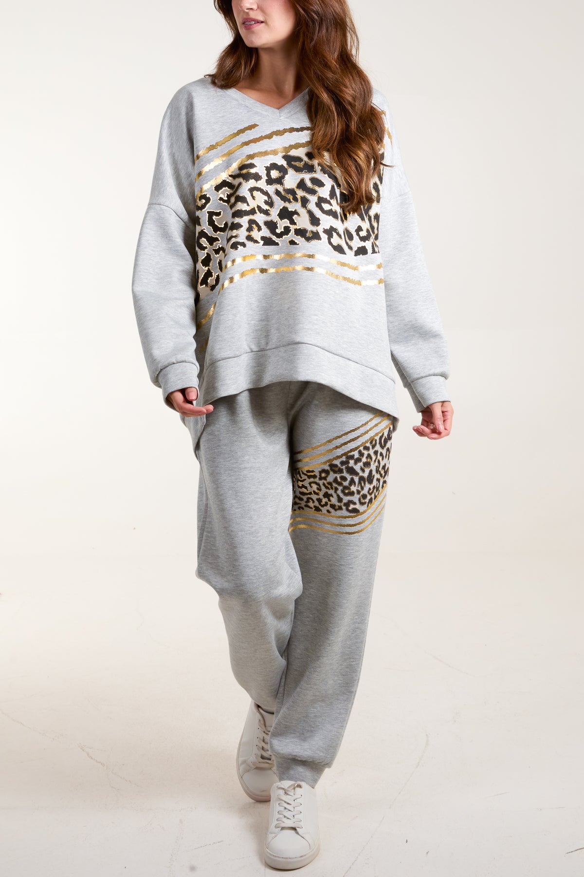 Foil Leopard Sweat Top & Trousers Set