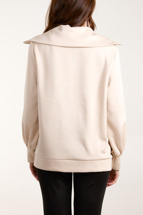 Zipped High Neck Sweat Top