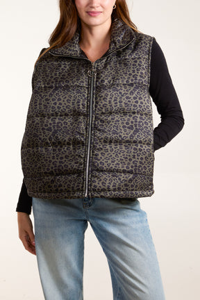 Leopard Print Puffer Gilet