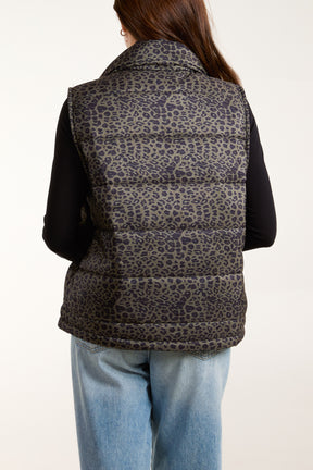 Leopard Print Puffer Gilet