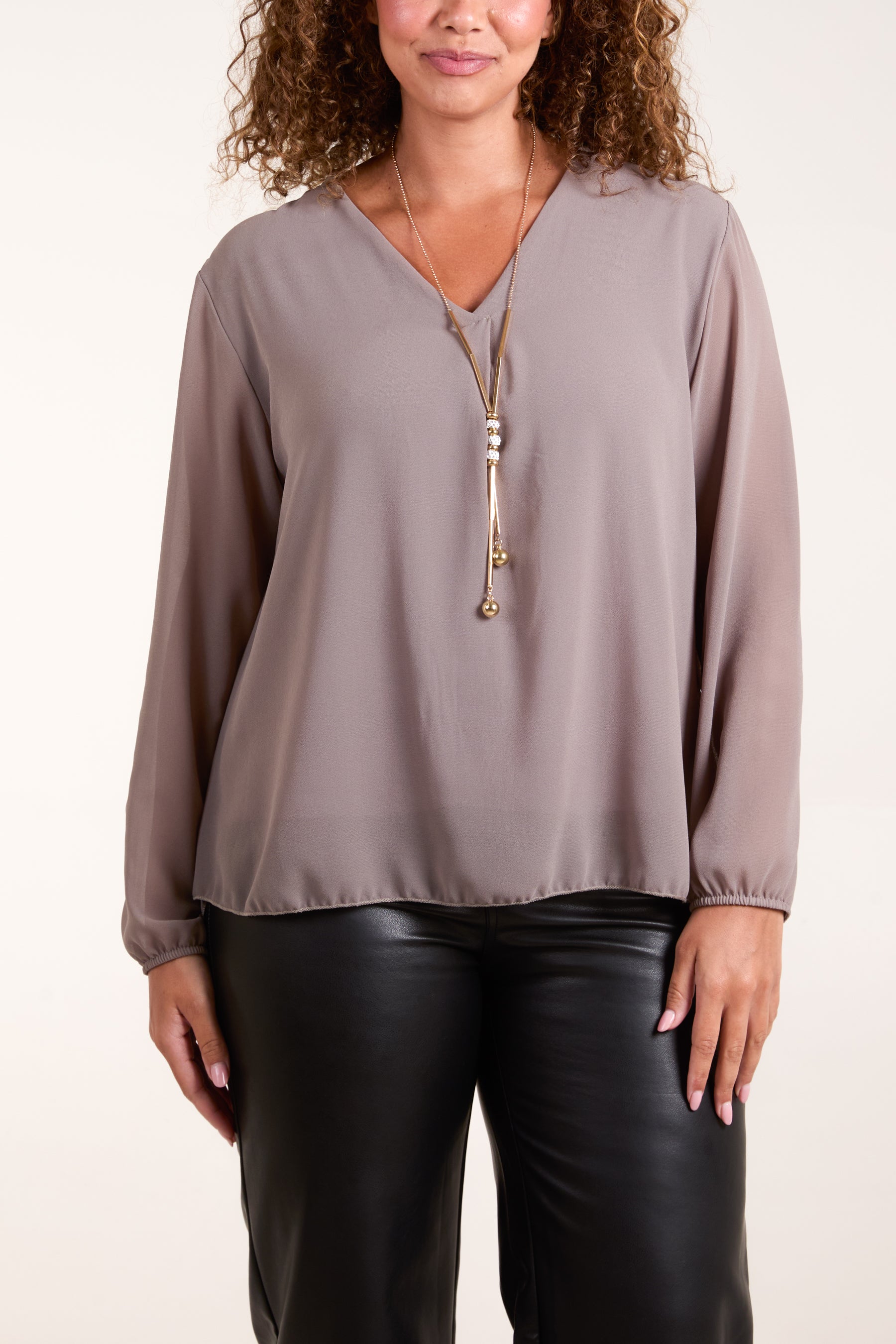 Necklace Pleated Back Blouse