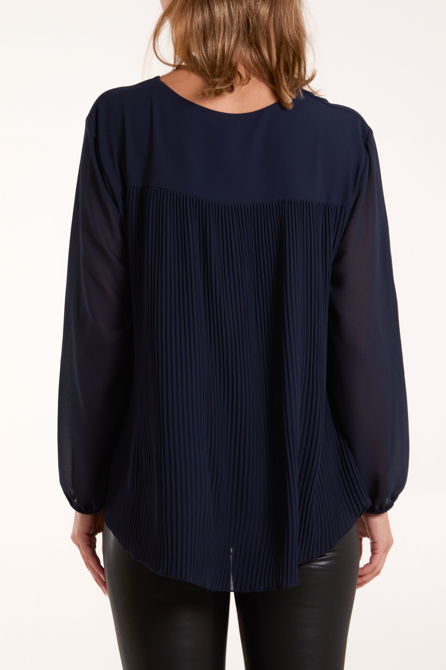 Necklace Pleated Back Blouse