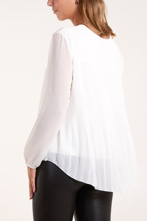 Necklace Pleated Back Blouse