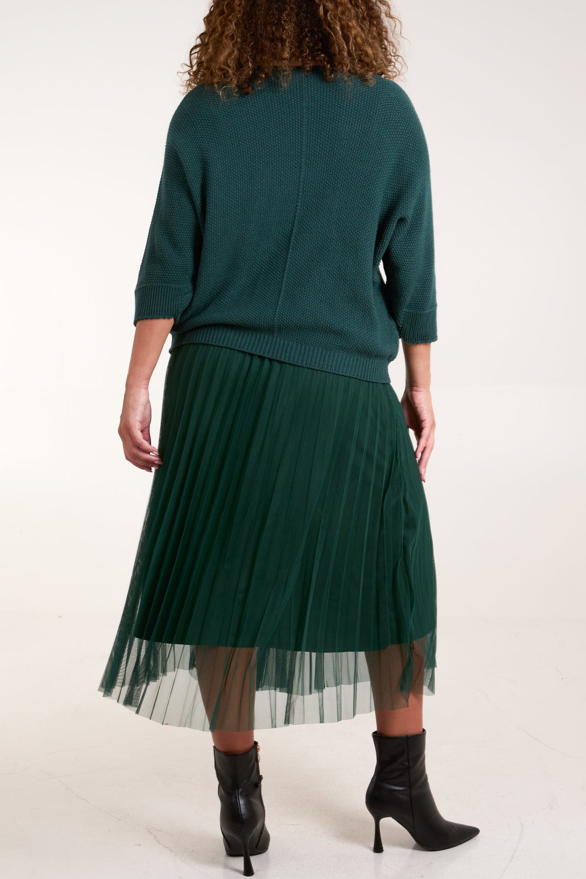 Tulle Dress & Texture Batwing Jumper Set