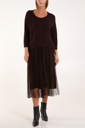 Tull Dress & Texture Batwing Jumper Set