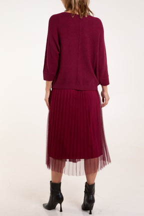 Tull Dress & Texture Batwing Jumper Set