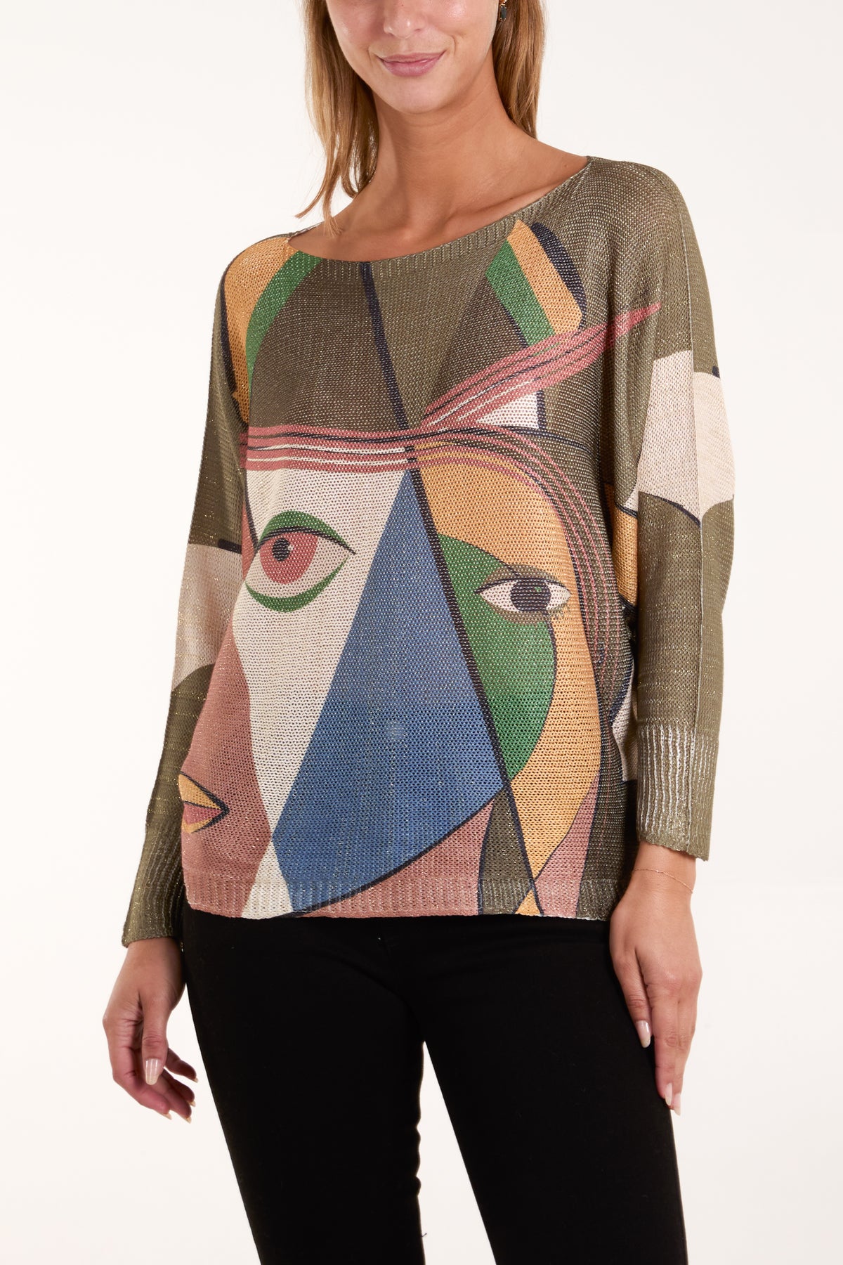 Metallic Abstract Face Jumper