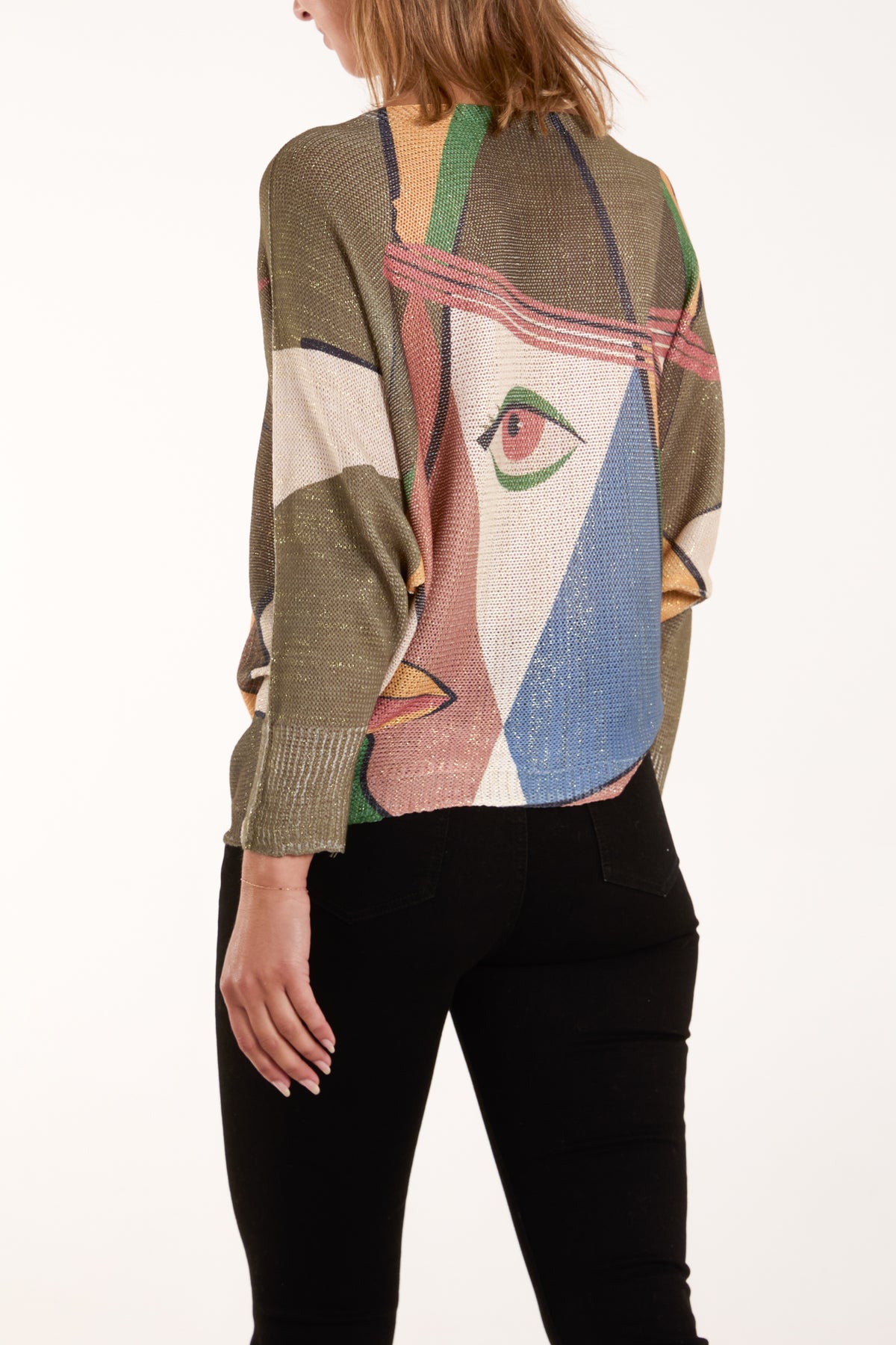 Metallic Abstract Face Jumper