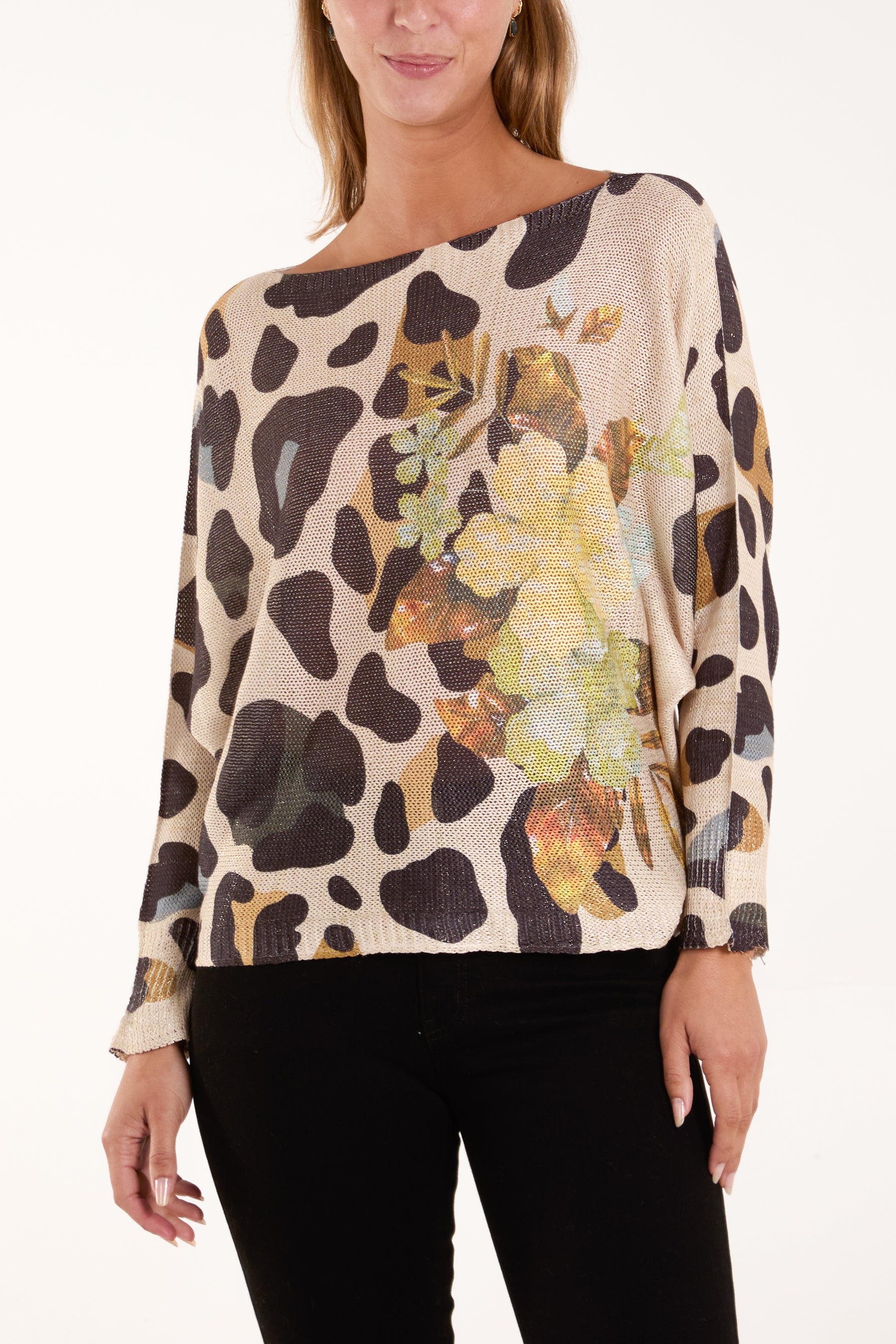 Metallic Floral Animal Print Jumper