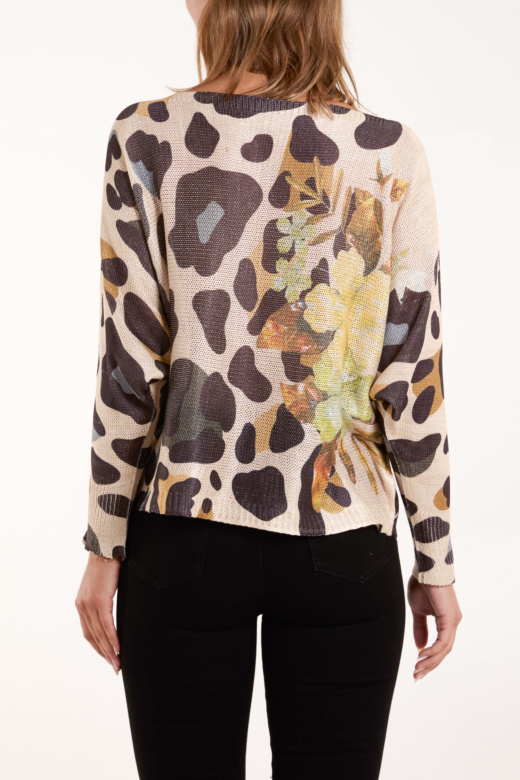 Metallic Floral Animal Print Jumper