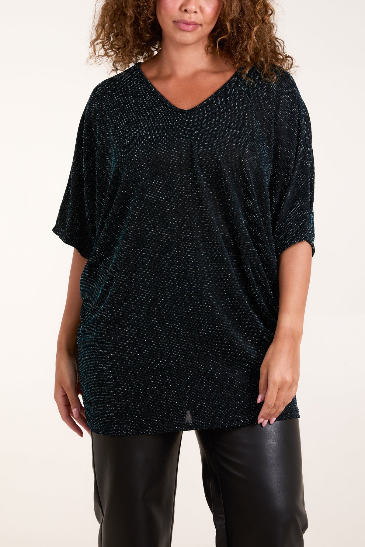 Glitter Lurex Double V-Neck Tunic