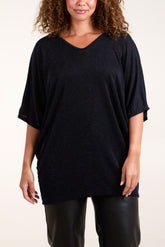 Glitter Lurex Double V-Neck Tunic