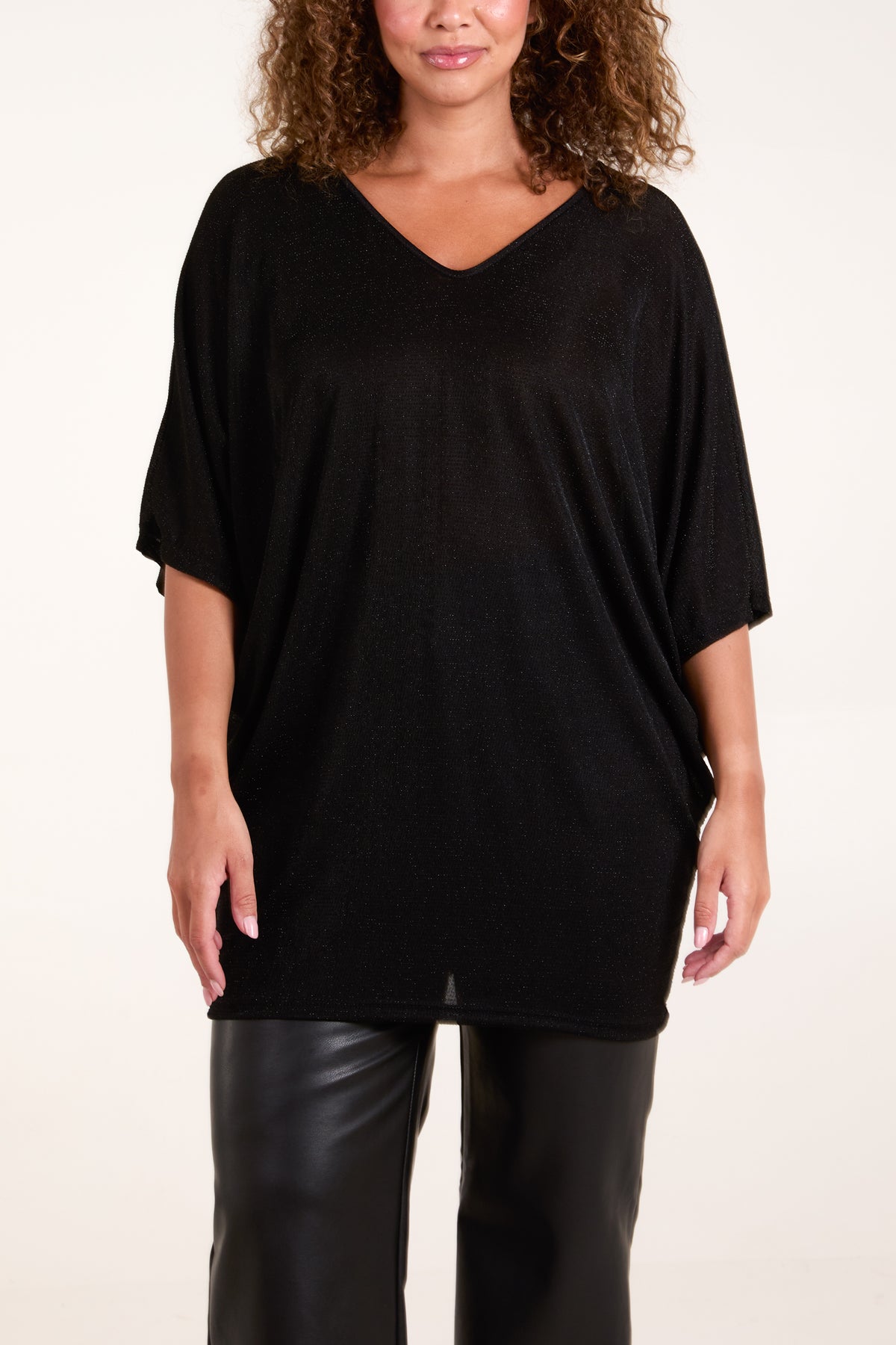 Glitter Lurex Double V-Neck Tunic