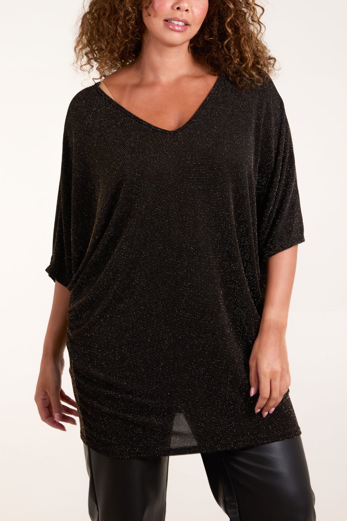 Glitter Lurex Double V-Neck Tunic