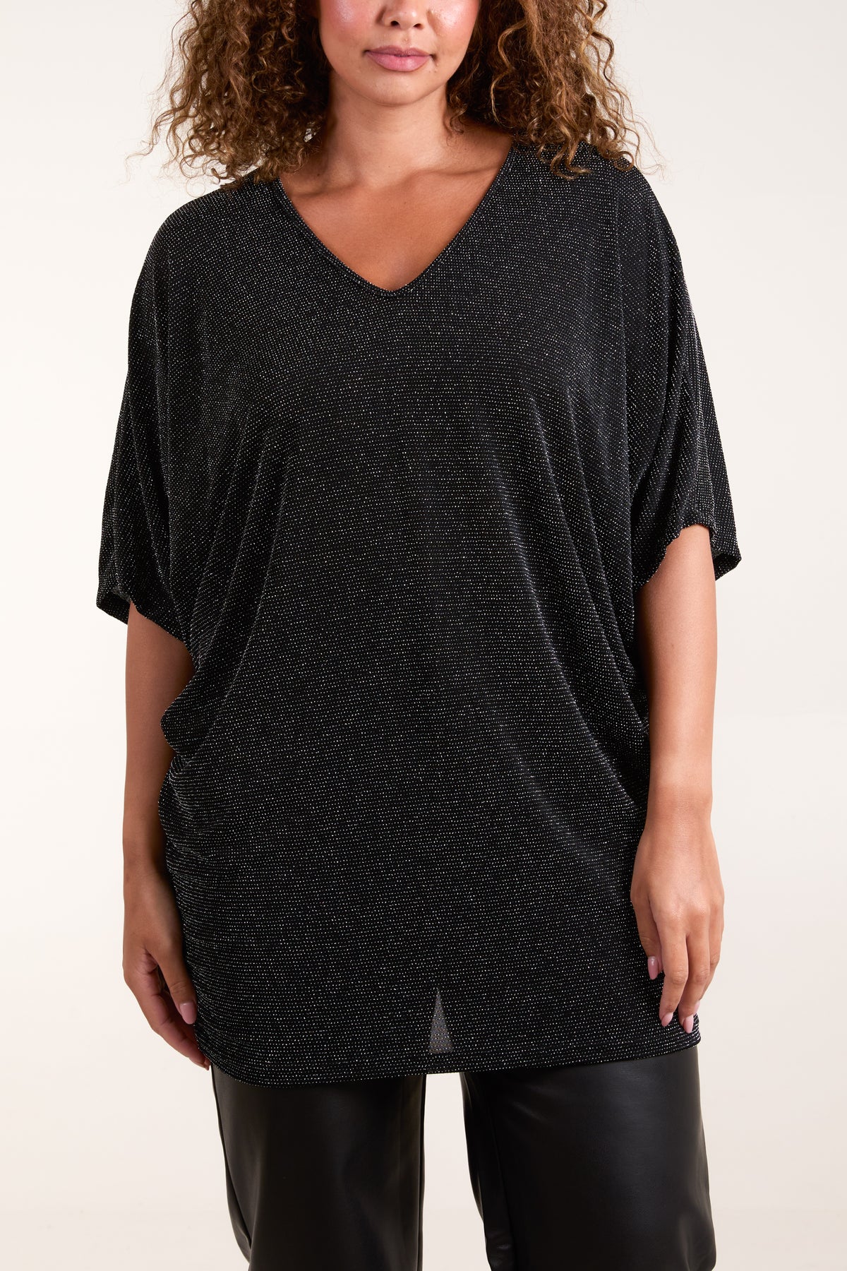 Glitter Lurex Double V-Neck Tunic