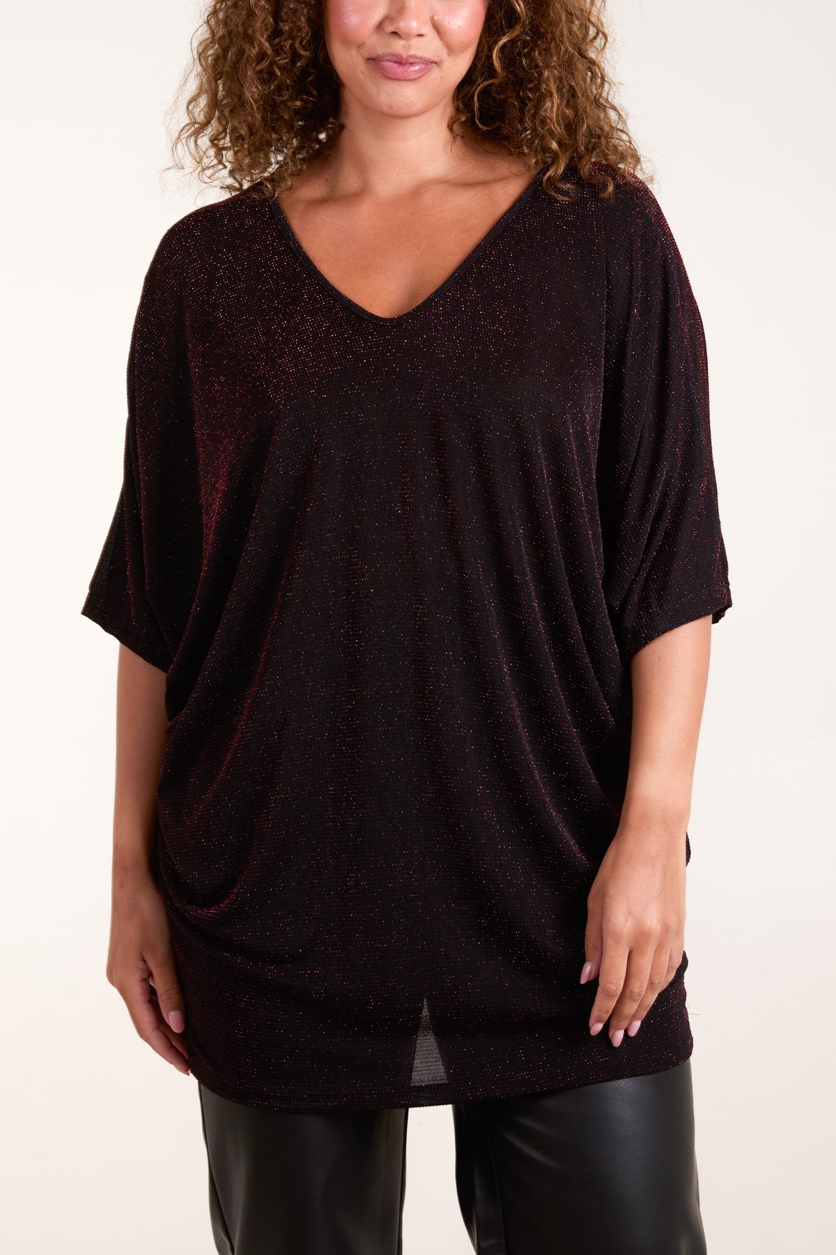 Glitter Lurex Double V-Neck Tunic