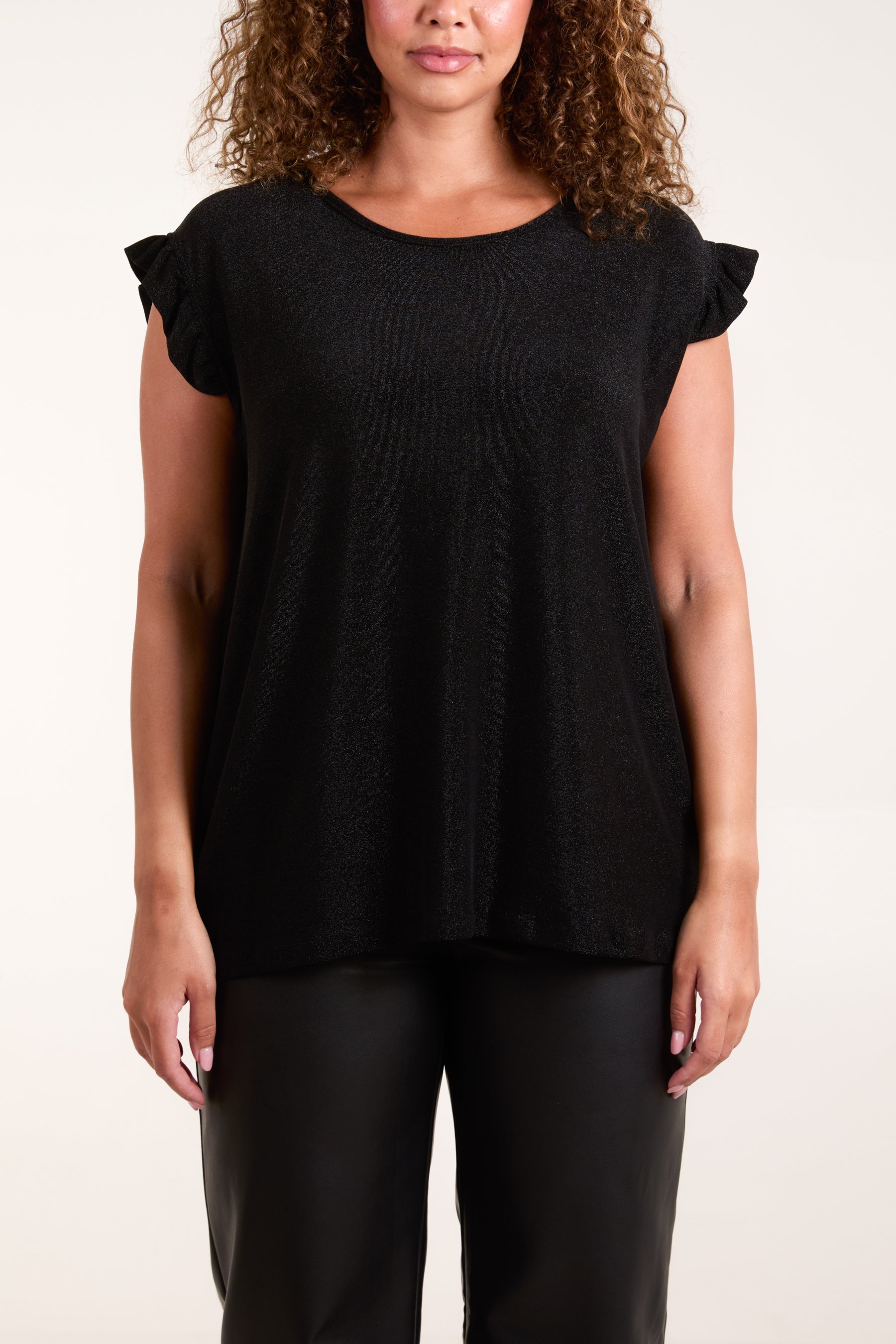 Shimmer Lurex Frill Sleeve Top