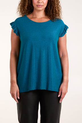 Shimmer Lurex Frill Sleeve Top