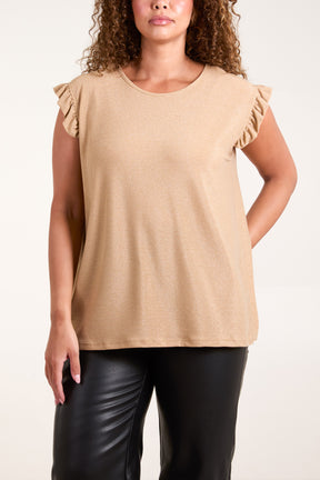 Shimmer Lurex Frill Sleeve Top