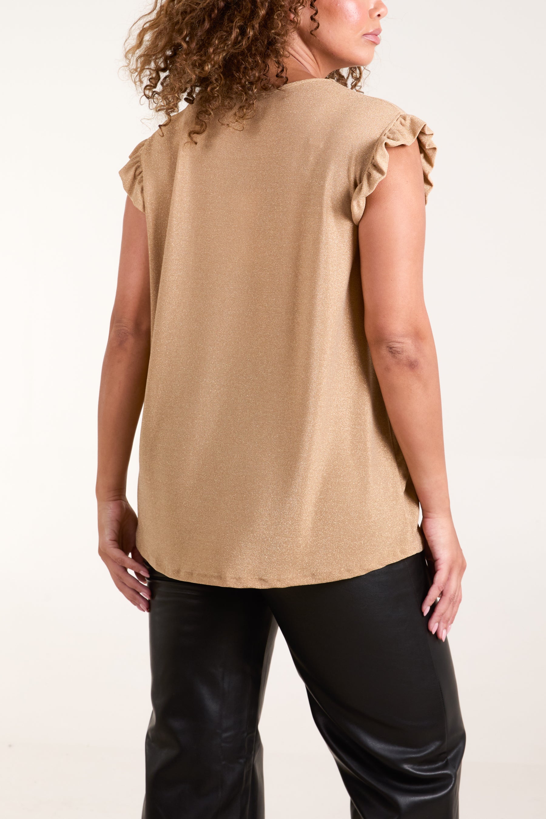 Shimmer Lurex Frill Sleeve Top