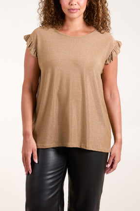 Shimmer Lurex Frill Sleeve Top