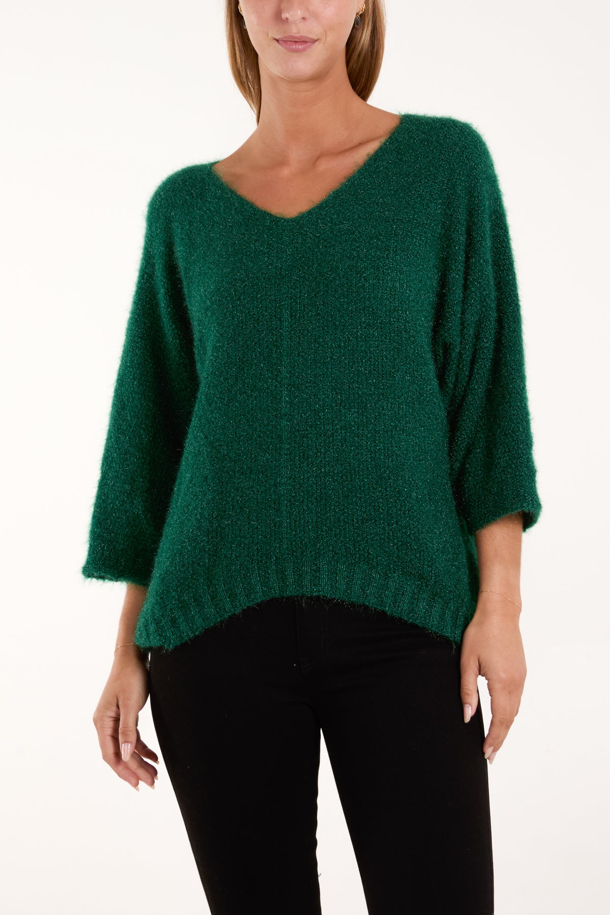 Fluffy Texture V-Neck Jumper