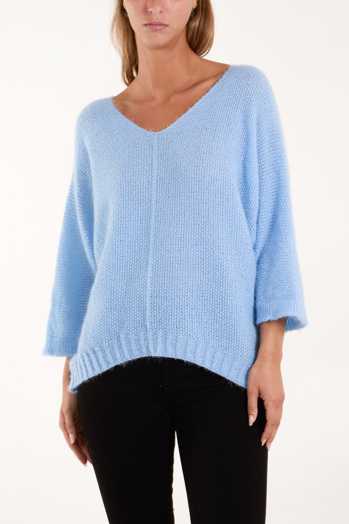 Fluffy Texture V-Neck Jumper