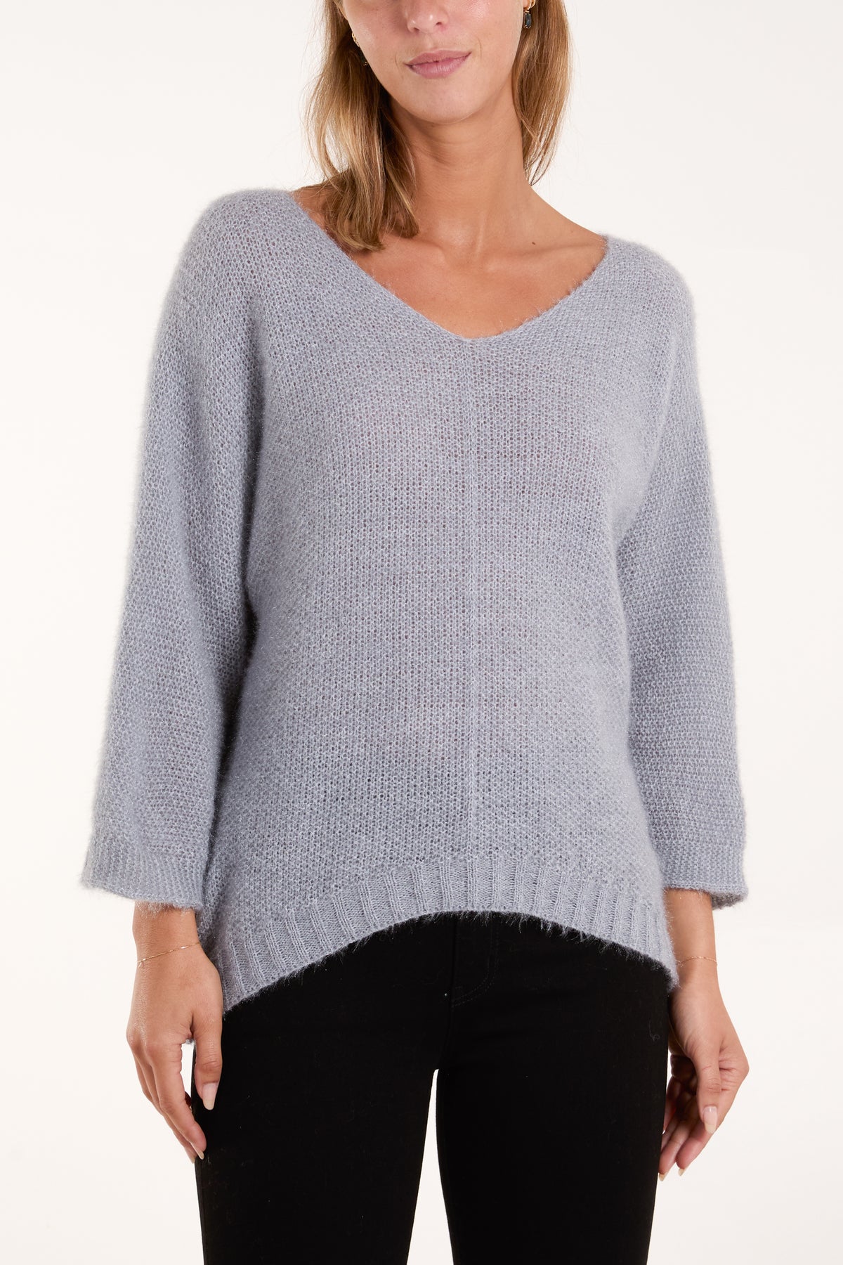 Fluffy Texture V-Neck Jumper