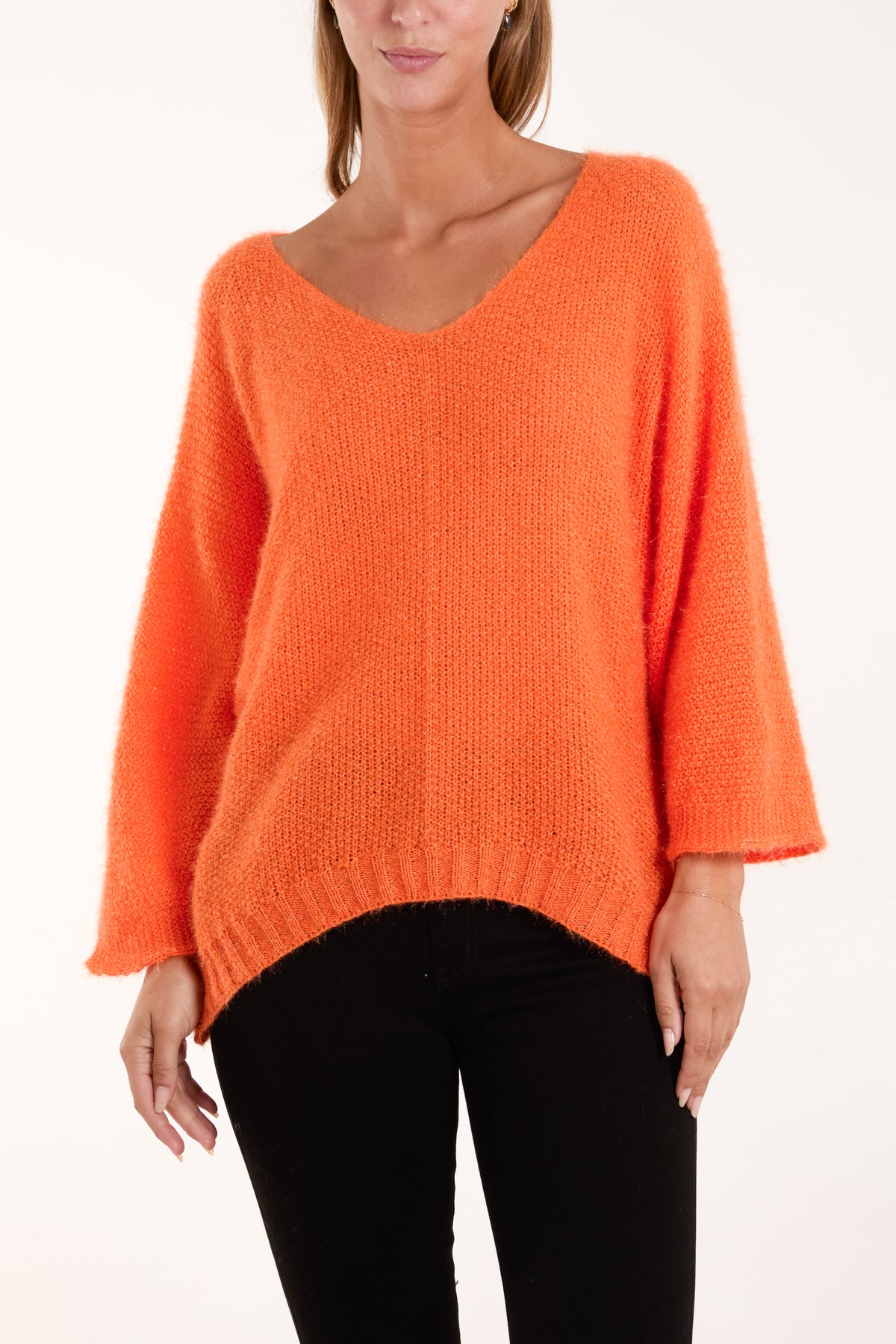 Fluffy Texture V-Neck Jumper