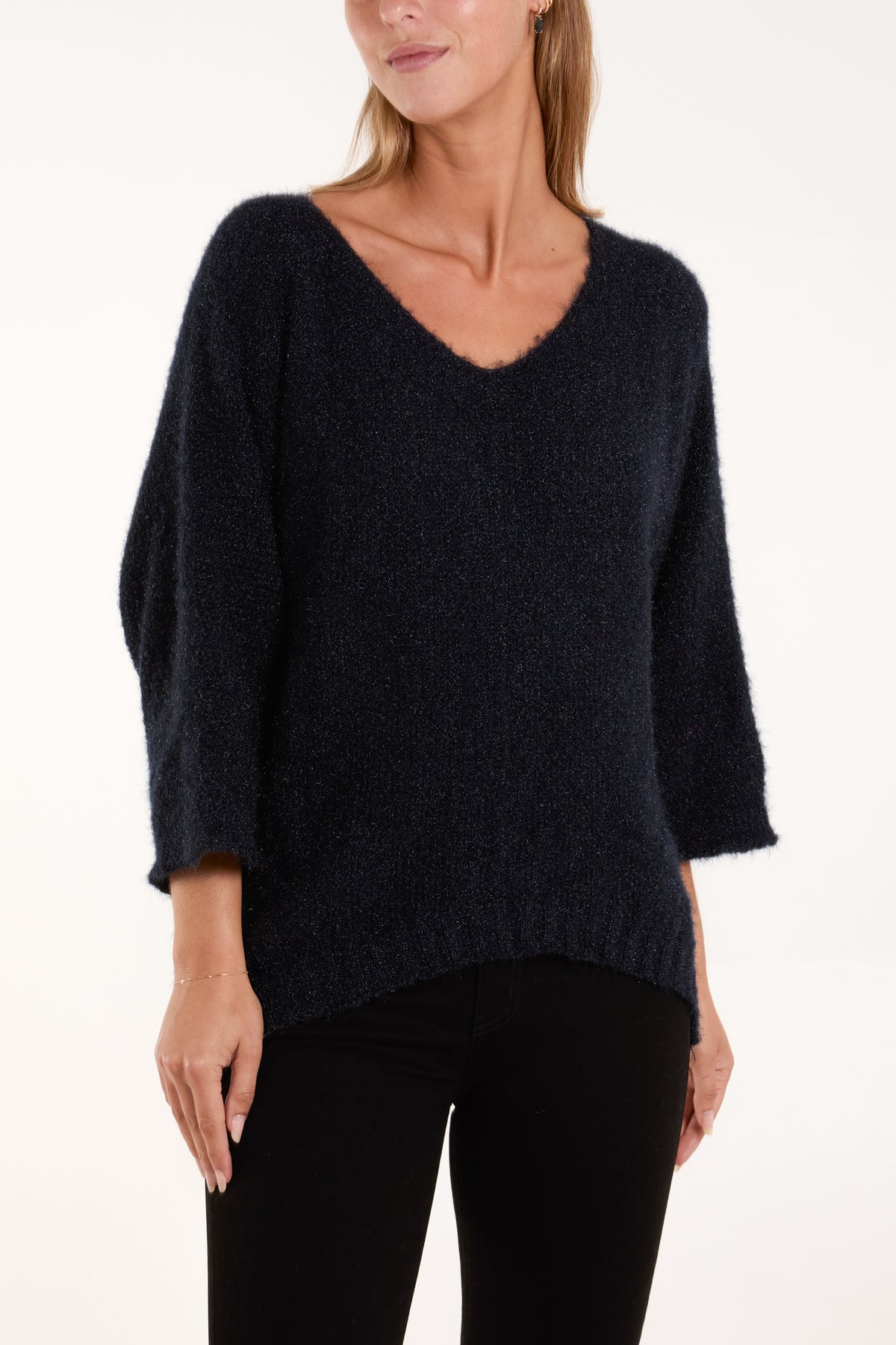 Fluffy Texture V-Neck Jumper