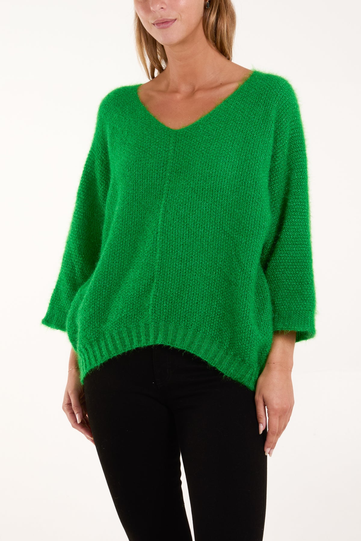 Fluffy Texture V-Neck Jumper