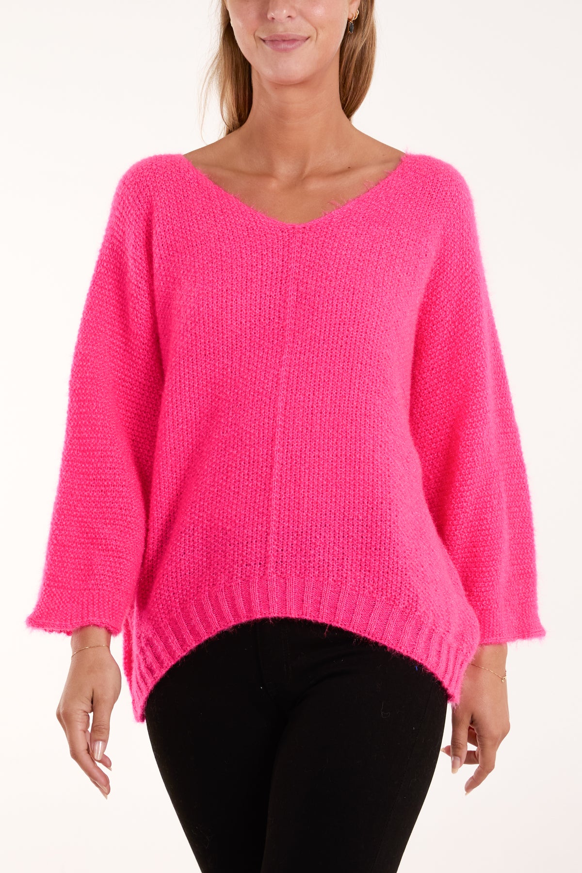 Fluffy Texture V-Neck Jumper