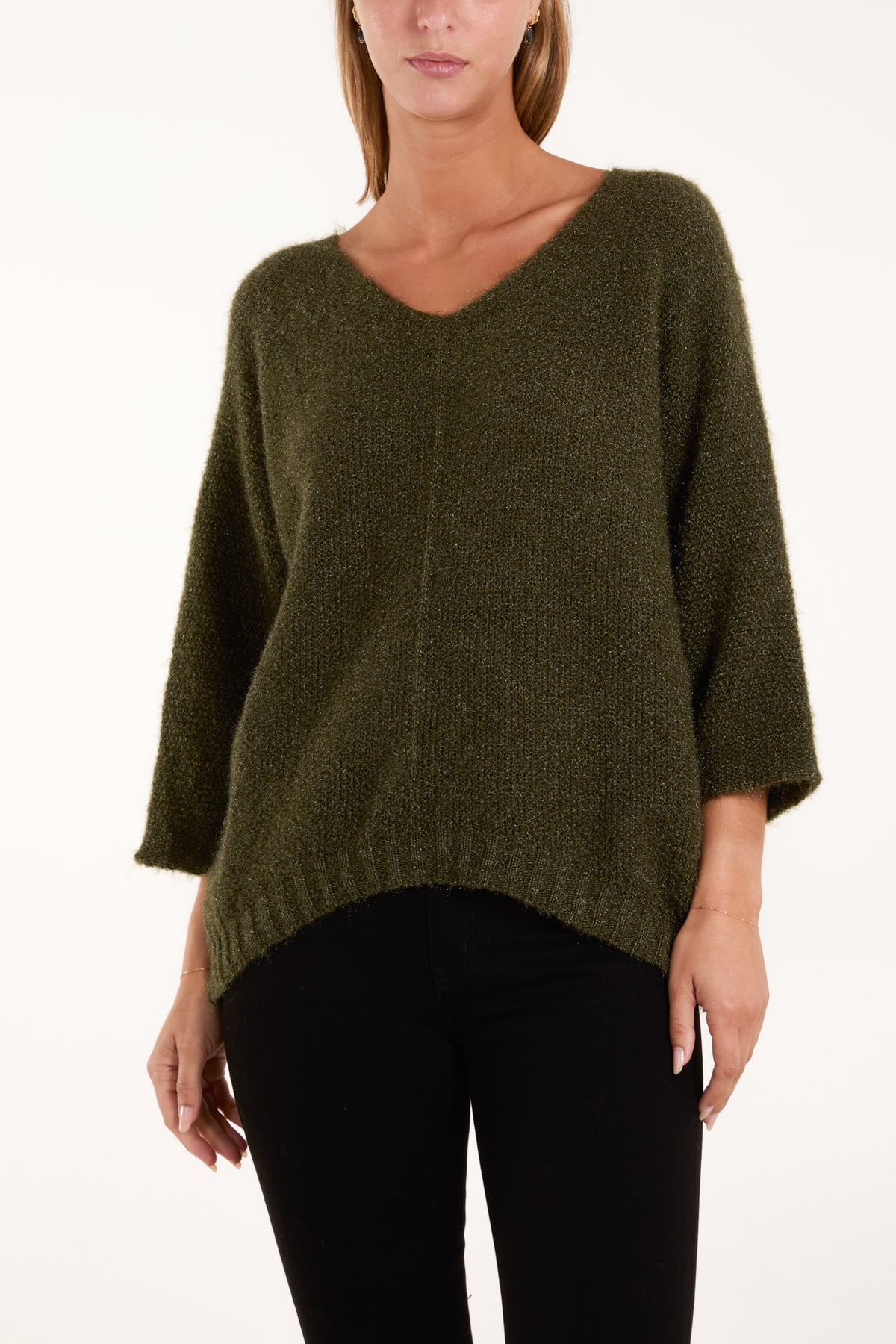 Fluffy Texture V-Neck Jumper