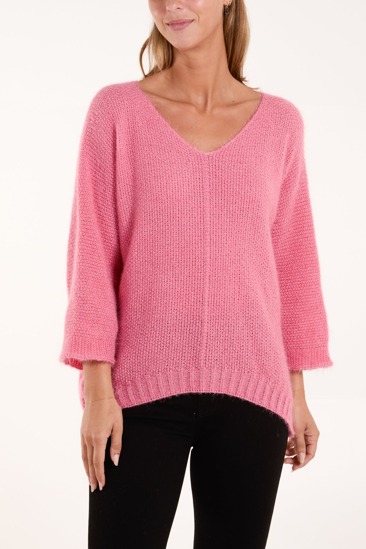 Fluffy Texture V-Neck Jumper