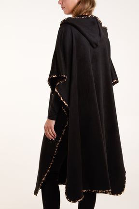 Hooded Leopard Binding Clasp Cape