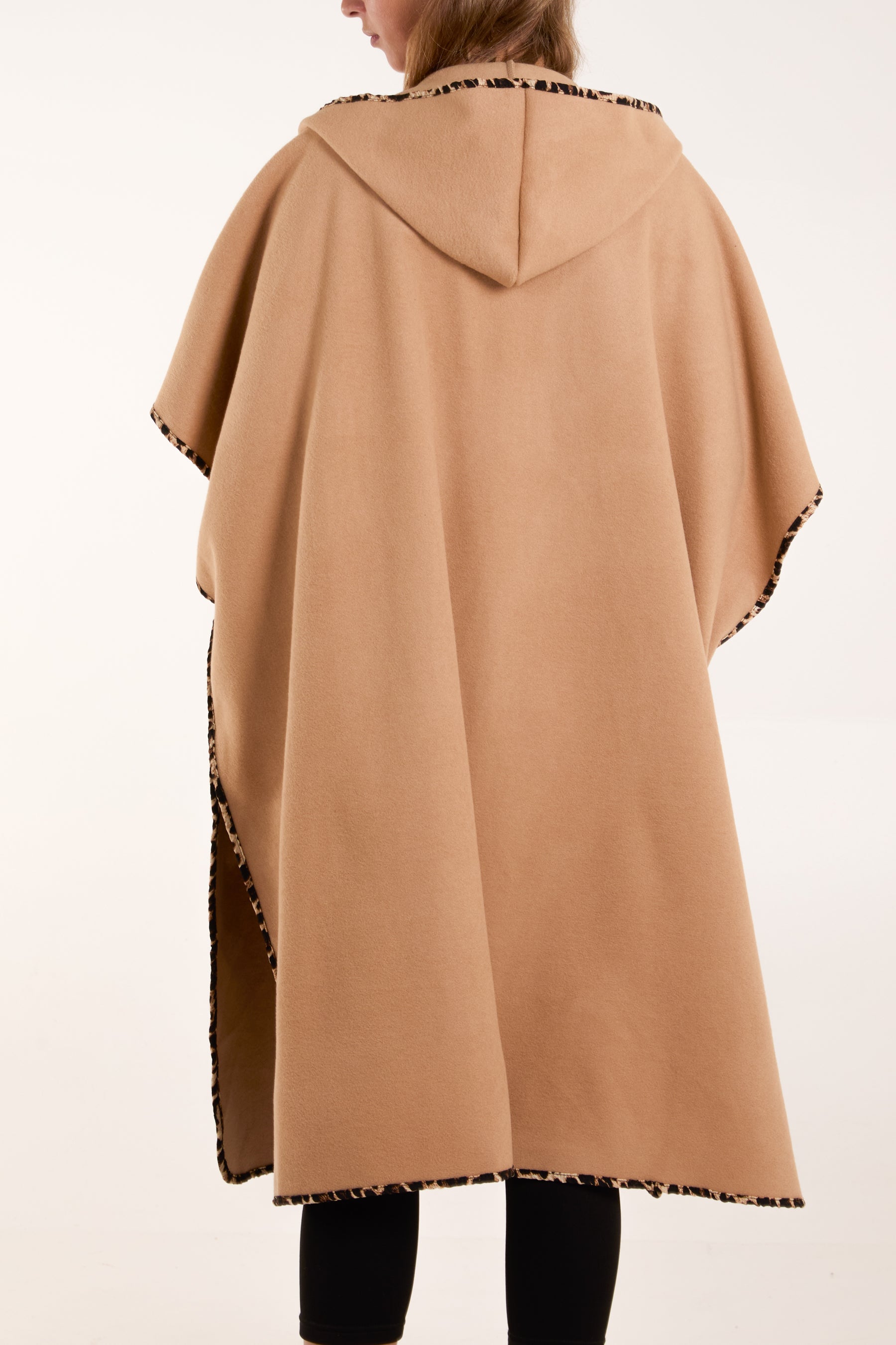 Hooded Leopard Binding Clasp Cape