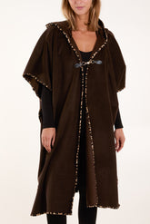 Hooded Leopard Binding Clasp Cape