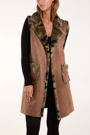 Camouflage Faux Fur Pockets Gilet