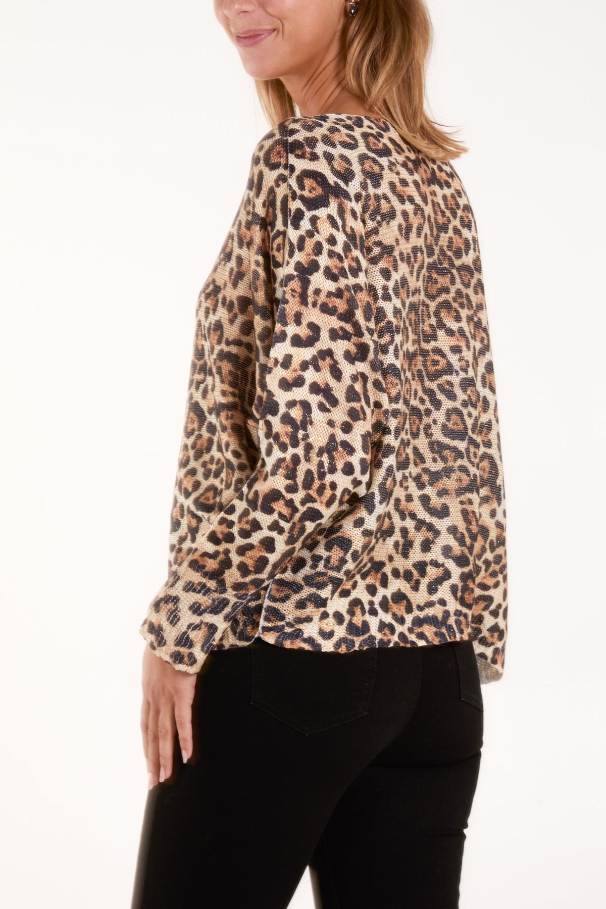 Metallic Leopard Fine Knit Jumper