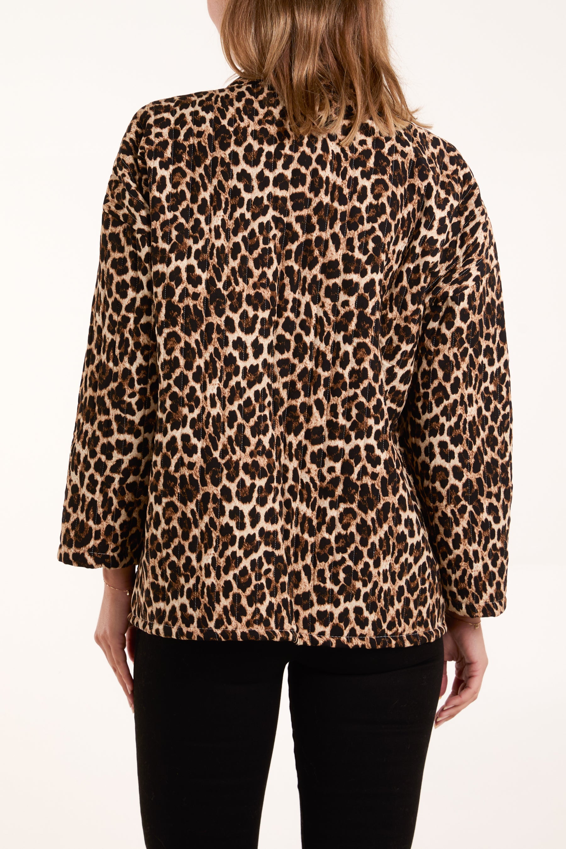 Leopard Print Quilted Kimono Jacket