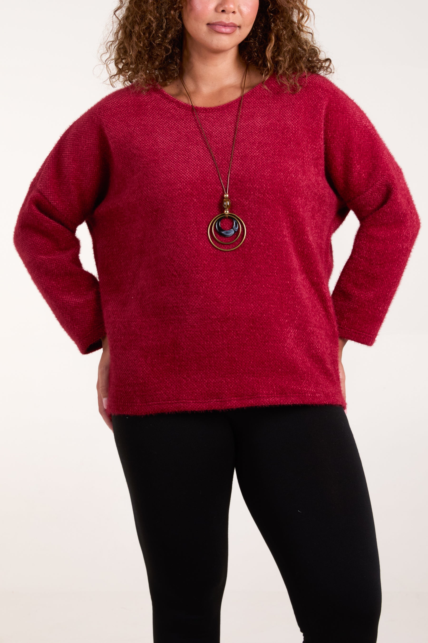 Necklace Long Sleeve Chenille Jumper