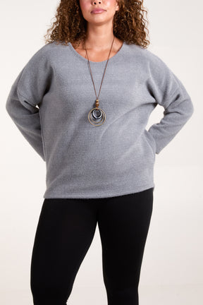 Necklace Long Sleeve Chenille Jumper