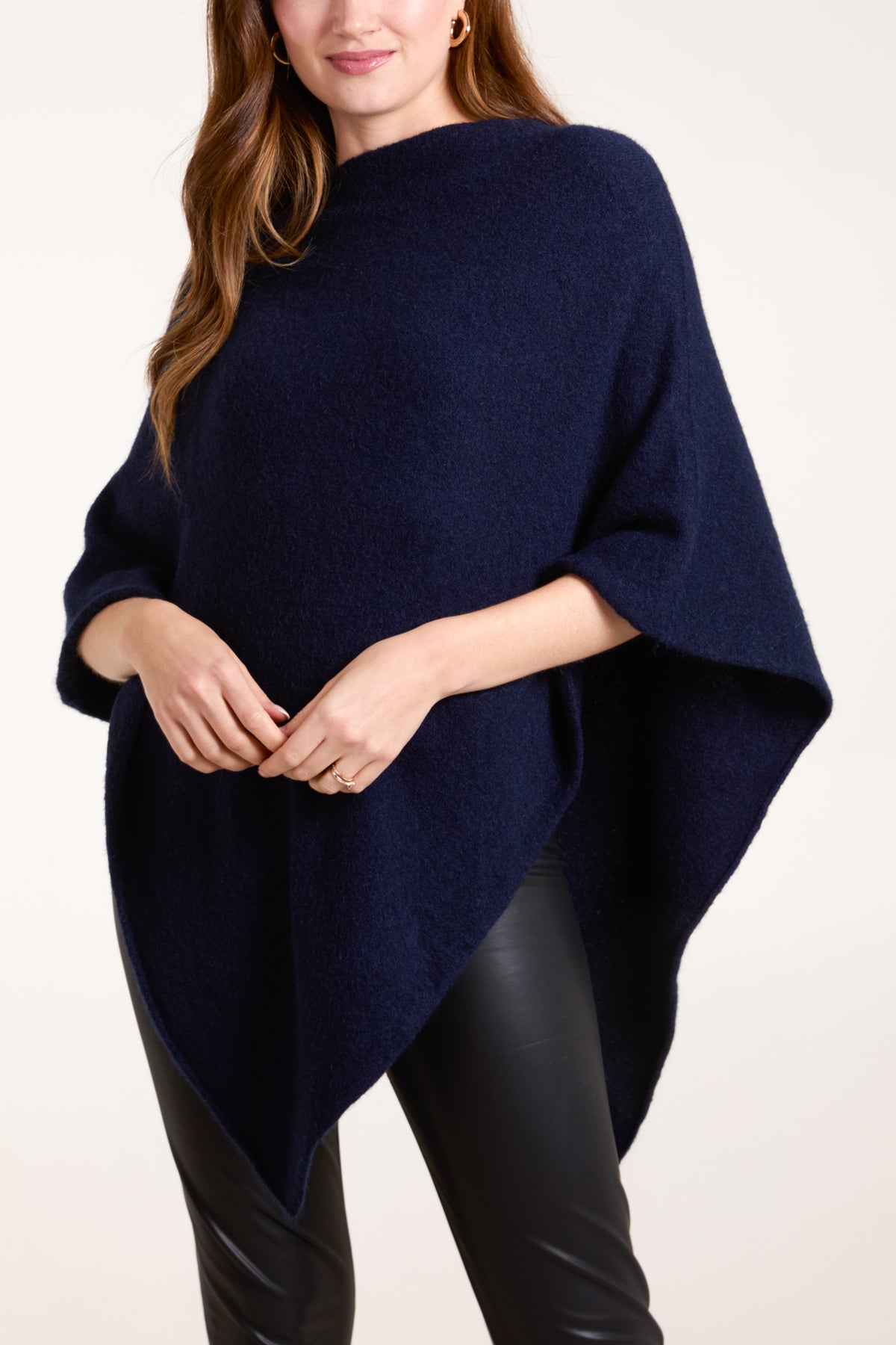 Soft Touch Asymmetric Hem Knit Poncho