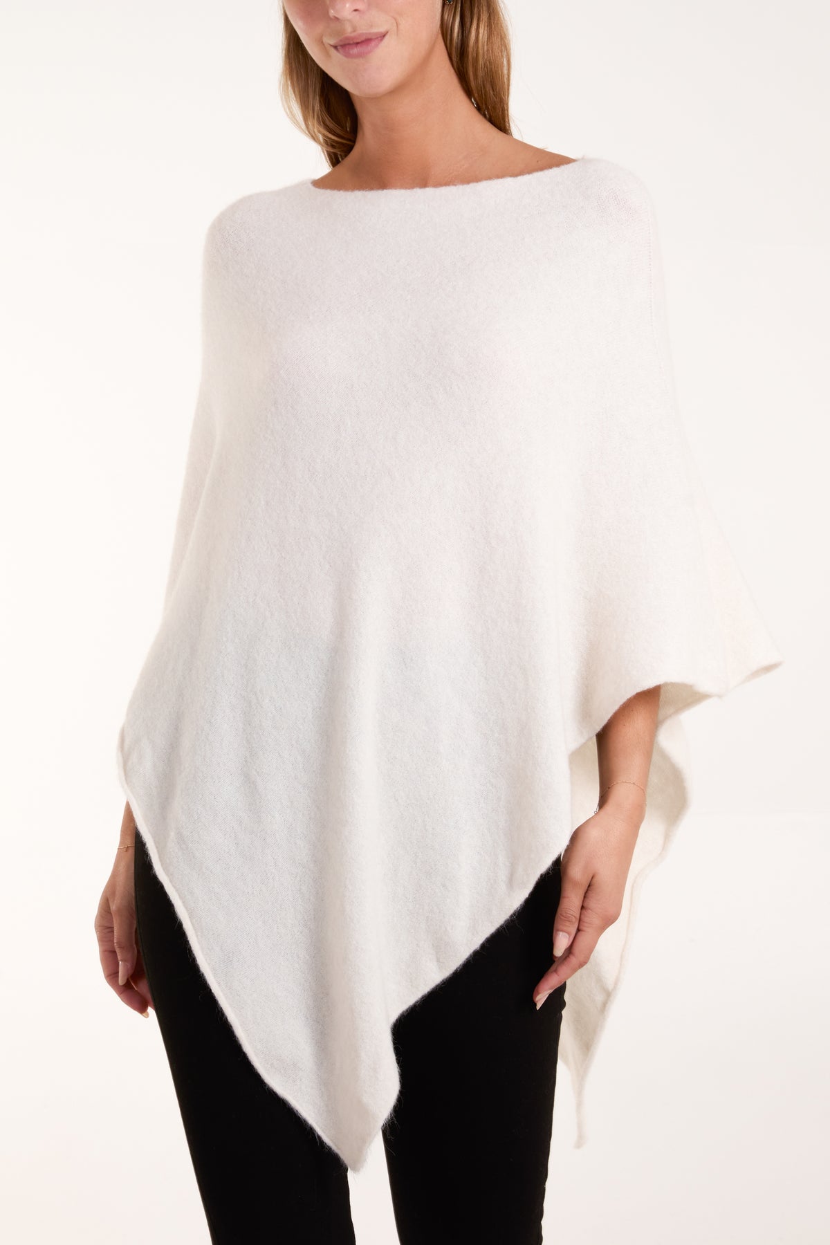 Soft Touch Asymmetric Hem Knit Poncho