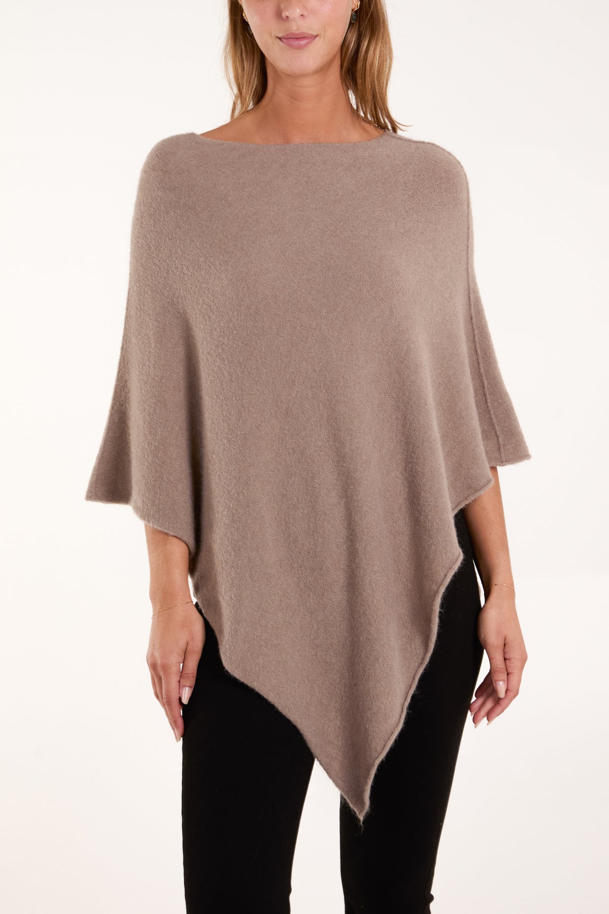 Soft Touch Asymmetric Hem Knit Poncho